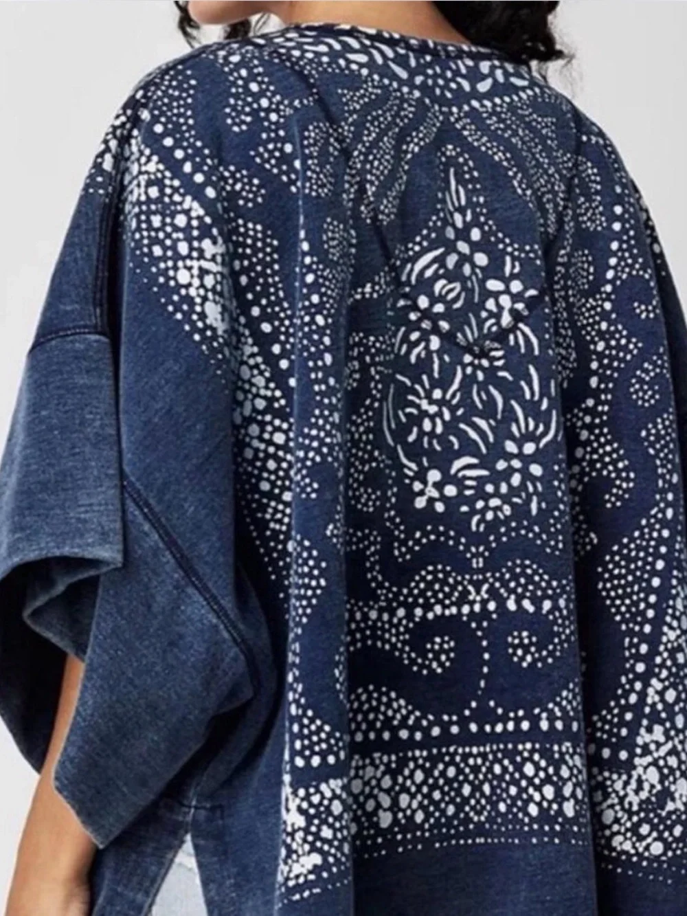 Free People Indigo Heavyweight Poncho Size Small
